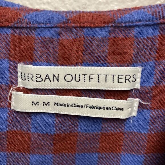 Urban Outfitters Check Plaid Flannel Hoodie Shirt Medium - Picture 2 of 5